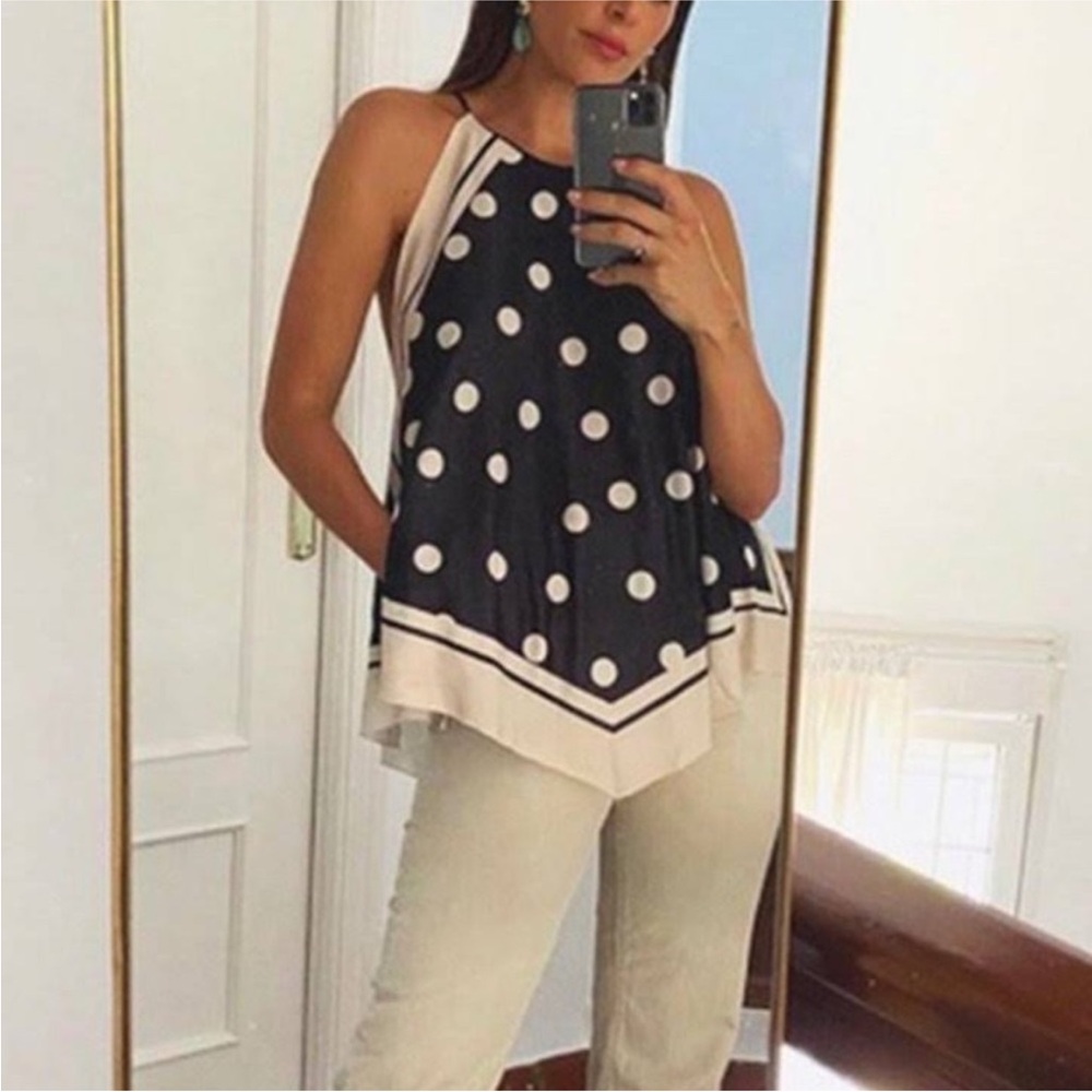 Zara Black and White Polka Dot Tank Top